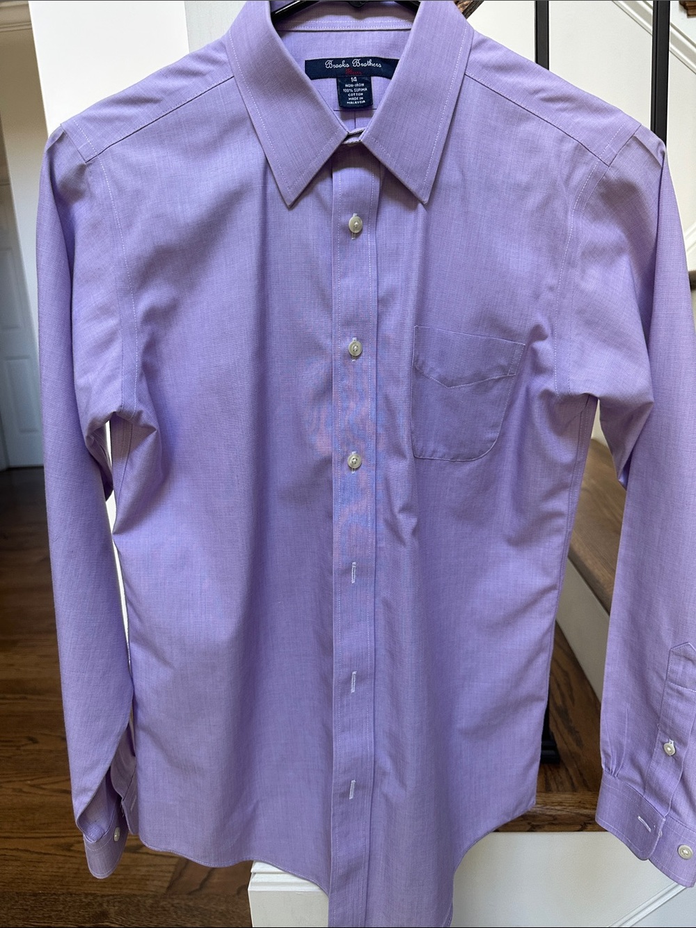 Brooks Brothers Boys Dress Shirt - Light Lavender Size 14 LIKE NEW